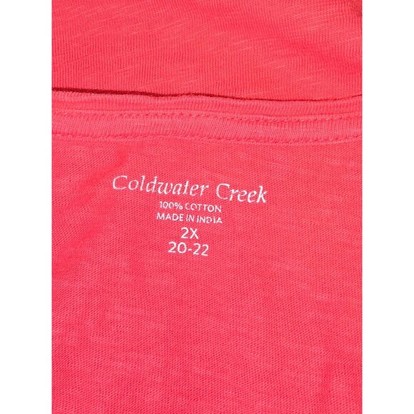 Coldwater Creek Size 2X Cotton Hot Pink Blouse with Pink Beads and Sequins Geome - Picture 3 of 5